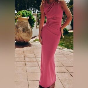 ZARA DRAPED MIDI DRESS Size M NWT